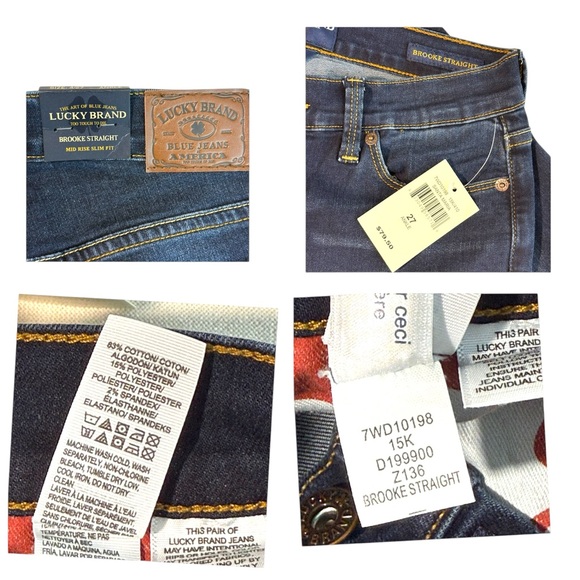 New Lucky Brand Brooke Straight Ankle Jeans 4/27 Mid Rise Dark Wash Classic - Picture 5 of 8